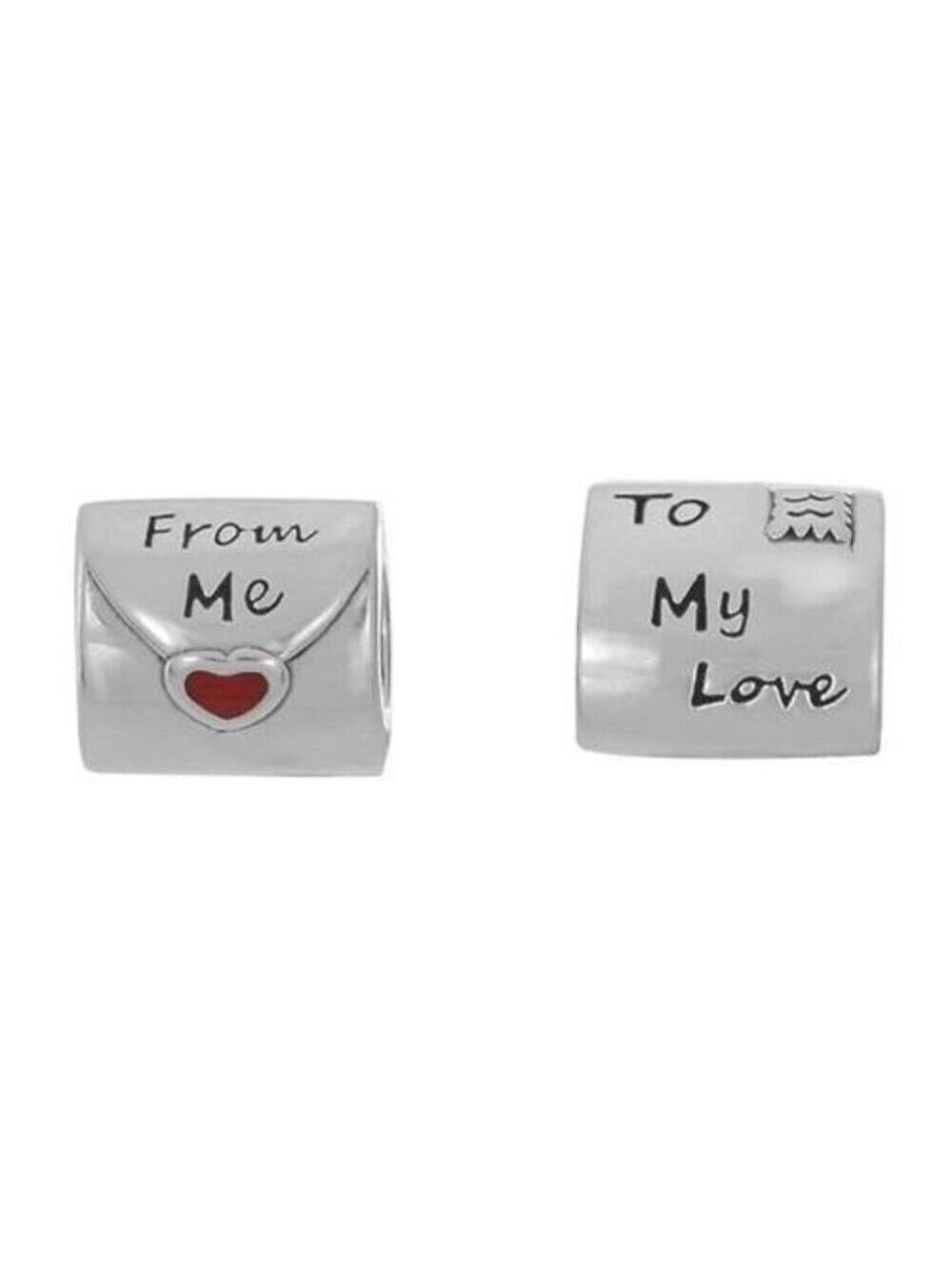 PANDORA 925 STERLING SILVER & ENAMEL "FROM ME TO MY LOVE" LETTER CHARM - Picture 1 of 4